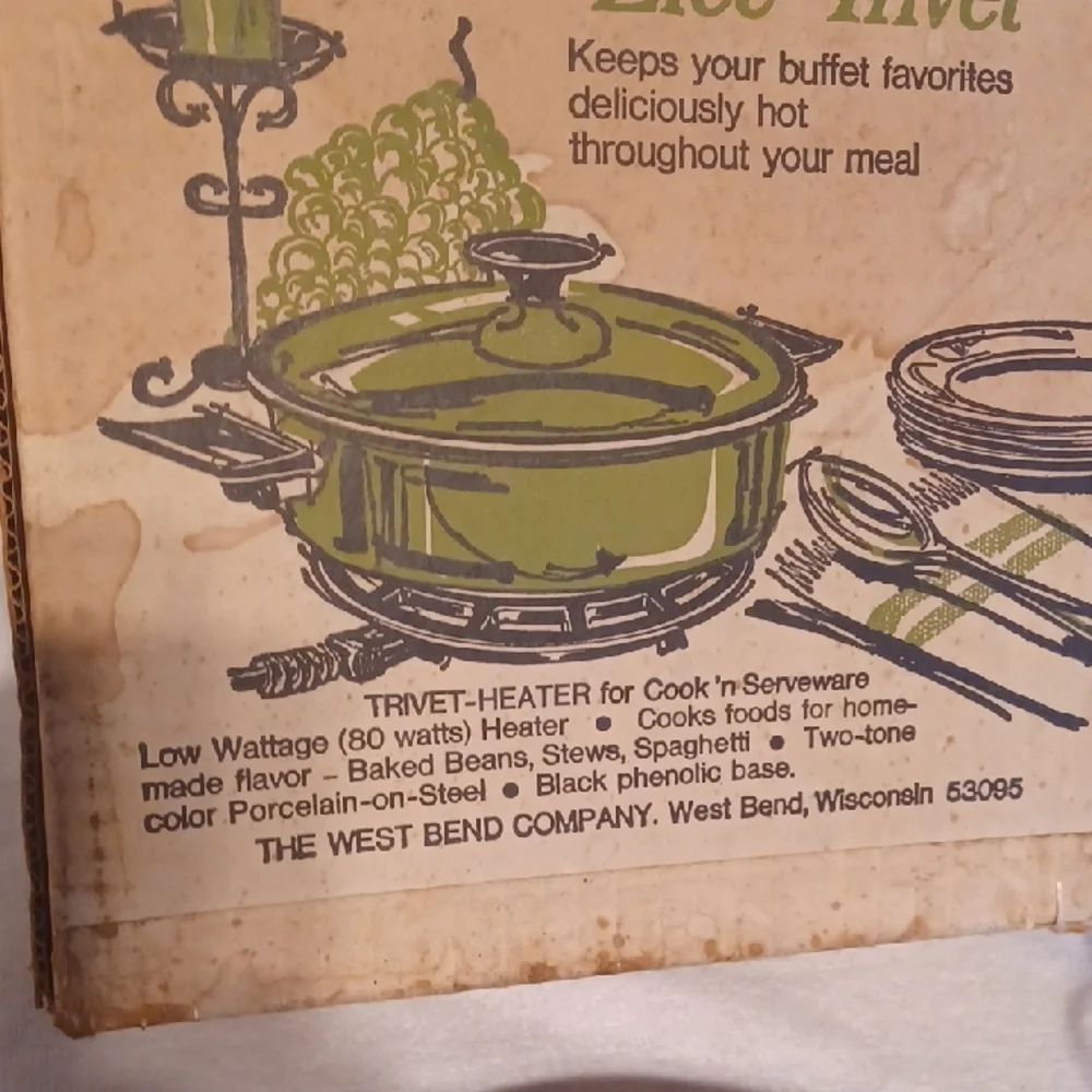 West Bend Electric Trivet Buffet Warmer Avocado Green